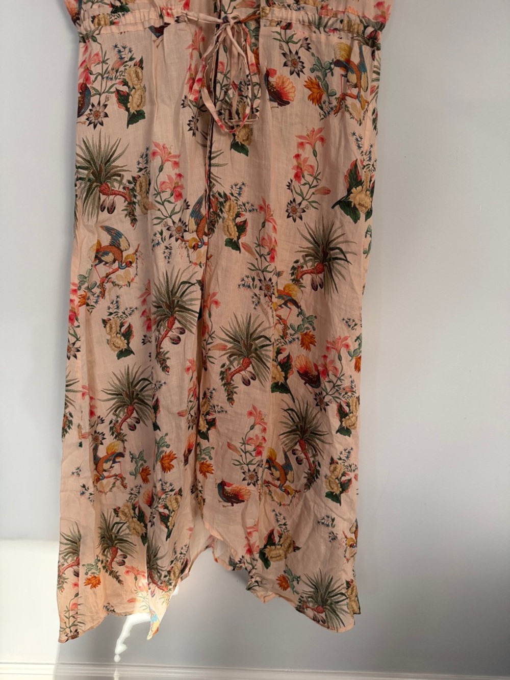 Johnny Was Workshop Floral Peach Midi Dress Embroidered sleeves size XL - Picture 14 of 15